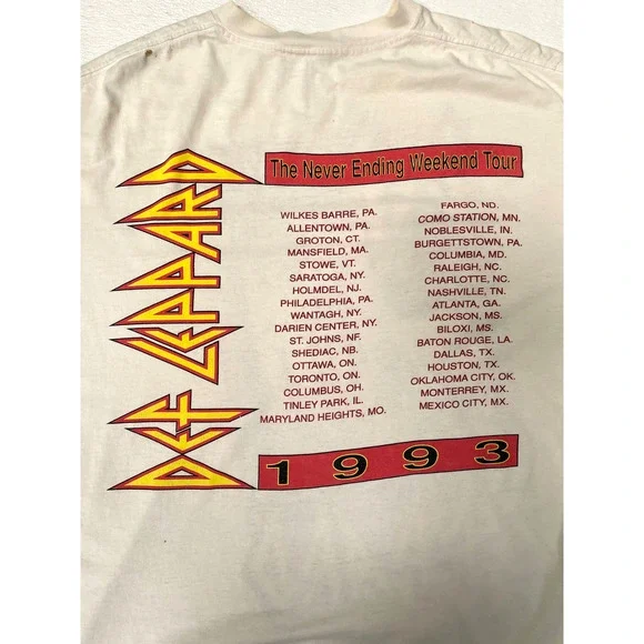 VTG Def Leppard Concert Tee 1993 Never Ending Weekend Tour Vintage Softee XXXL